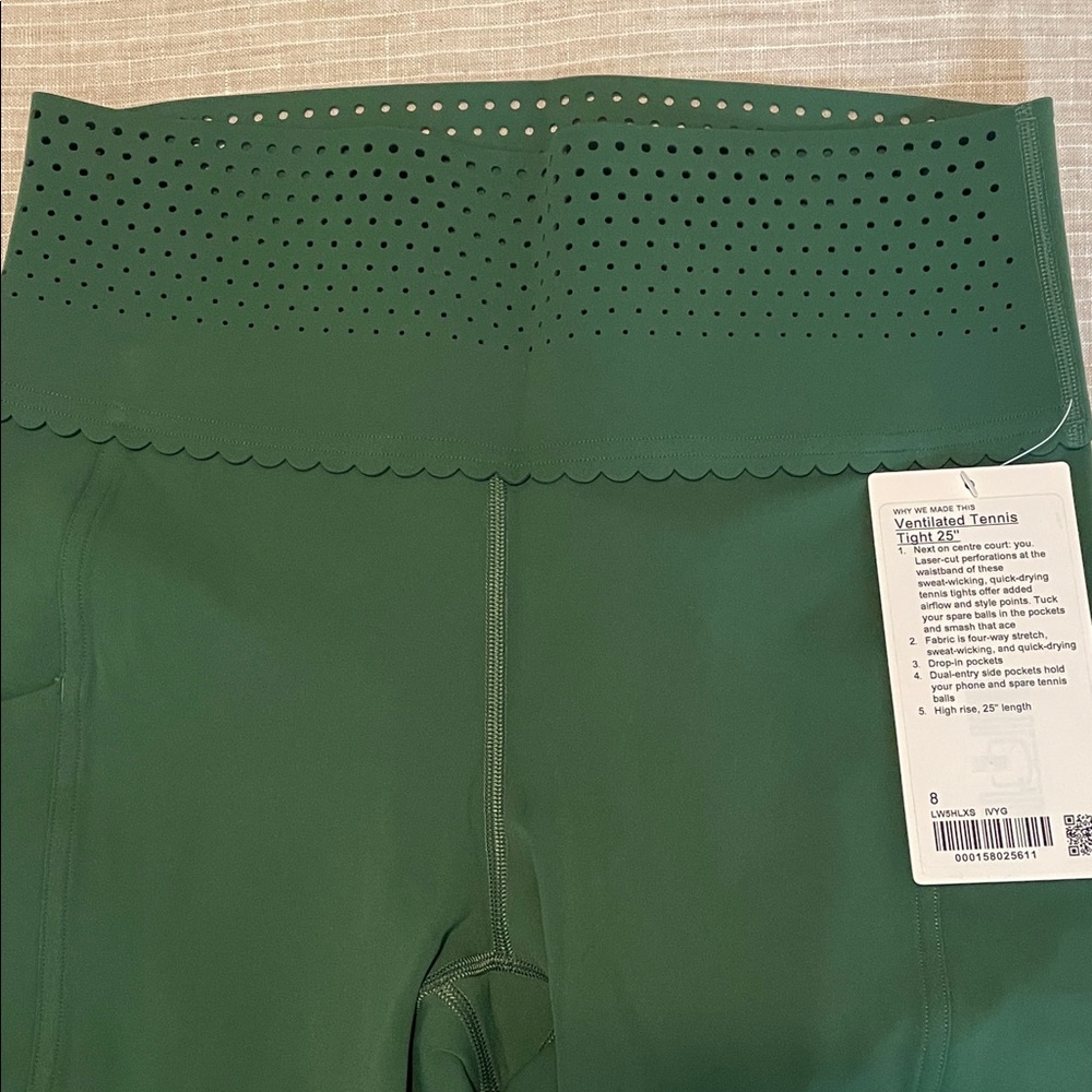 Lululemon Forest Green Ventilated Tennis Tights